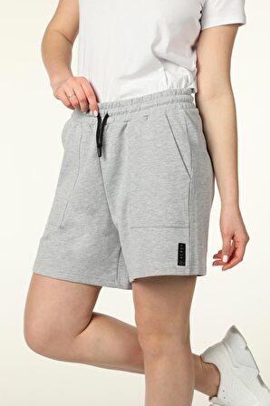 defy's KADIN 3 İPLİK ŞORT GRİ MELANJ - XS