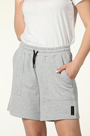 defy's KADIN 3 İPLİK ŞORT GRİ MELANJ - XS