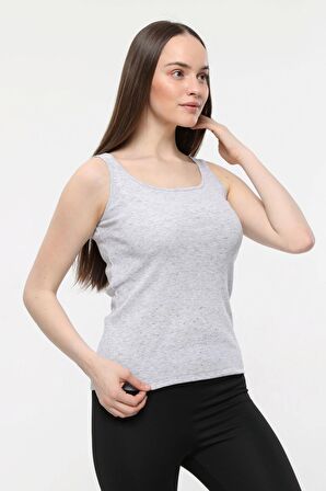 defy's KADIN GENİŞ ASKILI TİŞÖRT KIRÇILLI MELANJ - XS