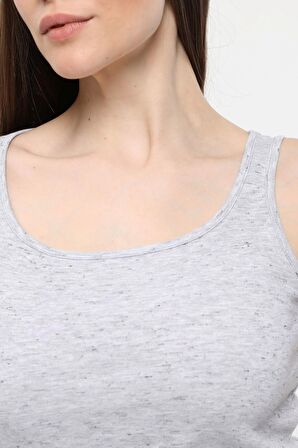 defy's KADIN GENİŞ ASKILI TİŞÖRT KIRÇILLI MELANJ - XS