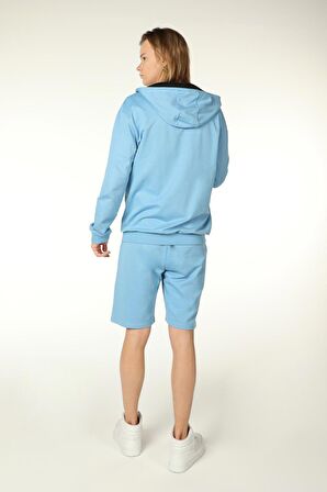 defy's ERKEK KAPÜŞONLU FERMUARLI OVERSIZE SWEATSHIRT MAVİ - XL