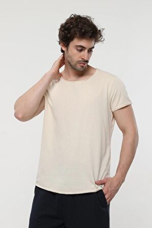defy's ERKEK KISA KOLLU BASKILI OVERSIZE KALIP BİSİKLET YAKA TİŞÖRT KAR MELANJ - XS