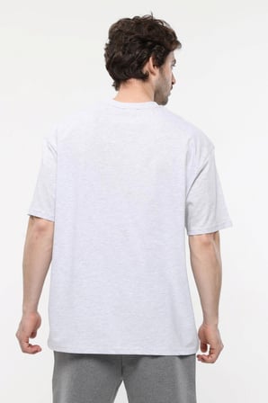 defy's ERKEK KISA KOLLU BASKILI OVERSIZE KALIP BİSİKLET YAKA TİŞÖRT