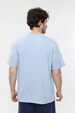 defy's ERKEK KISA KOLLU BASKILI OVERSIZE KALIP BİSİKLET YAKA TİŞÖRT