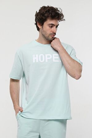 defy's ERKEK KISA KOLLU BASKILI OVERSIZE KALIP BİSİKLET YAKA TİŞÖRT KAR MELANJ - XS