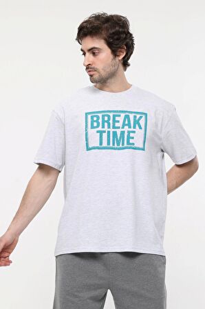 defy's ERKEK KISA KOLLU BASKILI OVERSIZE KALIP BİSİKLET YAKA TİŞÖRT