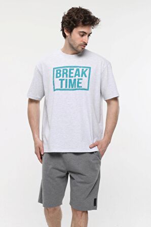 defy's ERKEK KISA KOLLU BASKILI OVERSIZE KALIP BİSİKLET YAKA TİŞÖRT