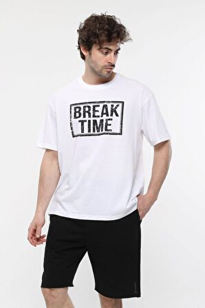 defy's ERKEK KISA KOLLU BASKILI OVERSIZE KALIP BİSİKLET YAKA TİŞÖRT