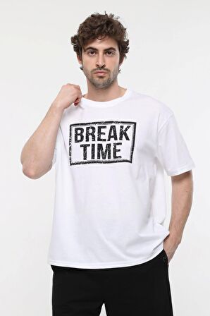defy's ERKEK KISA KOLLU BASKILI OVERSIZE KALIP BİSİKLET YAKA TİŞÖRT