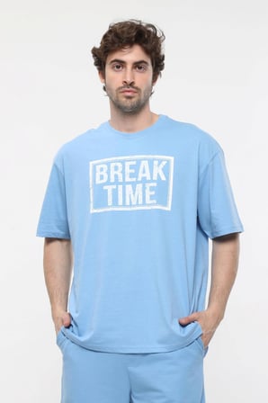 defy's ERKEK KISA KOLLU BASKILI OVERSIZE KALIP BİSİKLET YAKA TİŞÖRT