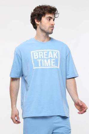 defy's ERKEK KISA KOLLU BASKILI OVERSIZE KALIP BİSİKLET YAKA TİŞÖRT