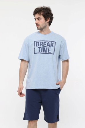 defy's ERKEK KISA KOLLU BASKILI OVERSIZE KALIP BİSİKLET YAKA TİŞÖRT