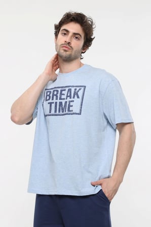 defy's ERKEK KISA KOLLU BASKILI OVERSIZE KALIP BİSİKLET YAKA TİŞÖRT