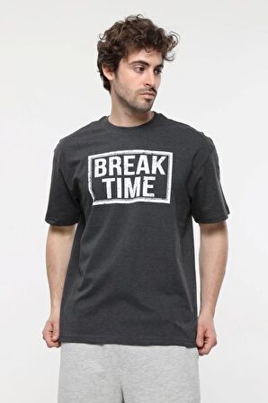 defy's ERKEK KISA KOLLU BASKILI OVERSIZE KALIP BİSİKLET YAKA TİŞÖRT