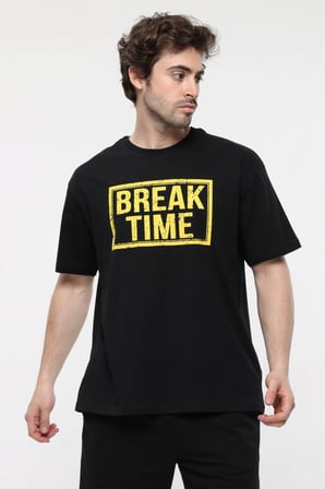 defy's ERKEK KISA KOLLU BASKILI OVERSIZE KALIP BİSİKLET YAKA TİŞÖRT
