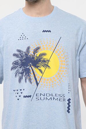 defy's ERKEK KISA KOLLU BASKILI OVERSIZE KALIP BİSİKLET YAKA TİŞÖRT