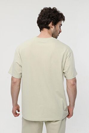 defy's ERKEK KISA KOLLU BASKILI OVERSIZE KALIP BİSİKLET YAKA TİŞÖRT