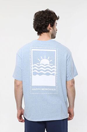 defy's ERKEK KISA KOLLU BASKILI OVERSIZE KALIP BİSİKLET YAKA TİŞÖRT