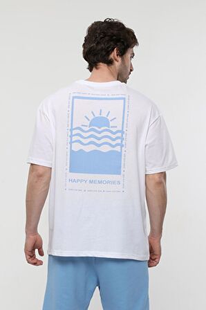 defy's ERKEK KISA KOLLU BASKILI OVERSIZE KALIP BİSİKLET YAKA TİŞÖRT