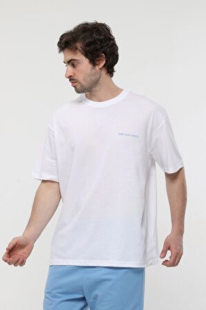 defy's ERKEK KISA KOLLU BASKILI OVERSIZE KALIP BİSİKLET YAKA TİŞÖRT