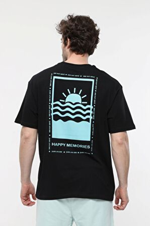 defy's ERKEK KISA KOLLU BASKILI OVERSIZE KALIP BİSİKLET YAKA TİŞÖRT