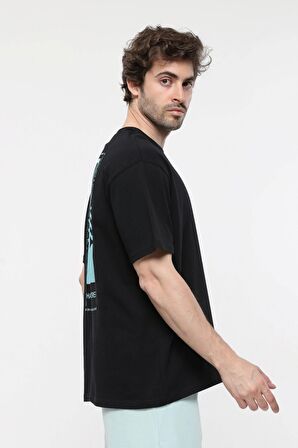 defy's ERKEK KISA KOLLU BASKILI OVERSIZE KALIP BİSİKLET YAKA TİŞÖRT