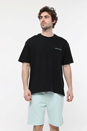 defy's ERKEK KISA KOLLU BASKILI OVERSIZE KALIP BİSİKLET YAKA TİŞÖRT