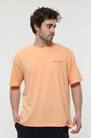 defy's ERKEK KISA KOLLU BASKILI OVERSIZE KALIP BİSİKLET YAKA TİŞÖRT