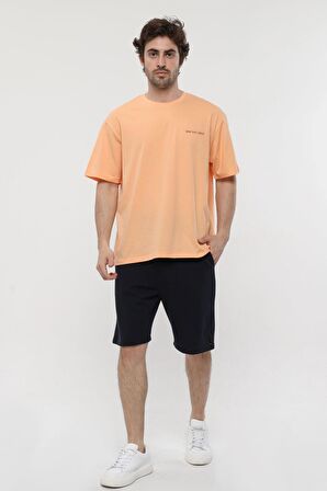 defy's ERKEK KISA KOLLU BASKILI OVERSIZE KALIP BİSİKLET YAKA TİŞÖRT