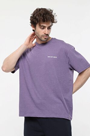 defy's ERKEK KISA KOLLU BASKILI OVERSIZE KALIP BİSİKLET YAKA TİŞÖRT