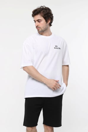 defy's ERKEK KISA KOLLU BASKILI OVERSIZE KALIP BİSİKLET YAKA TİŞÖRT