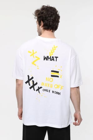 defy's ERKEK KISA KOLLU BASKILI OVERSIZE KALIP BİSİKLET YAKA TİŞÖRT