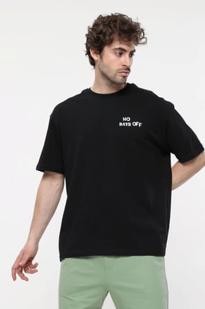 defy's ERKEK KISA KOLLU BASKILI OVERSIZE KALIP BİSİKLET YAKA TİŞÖRT