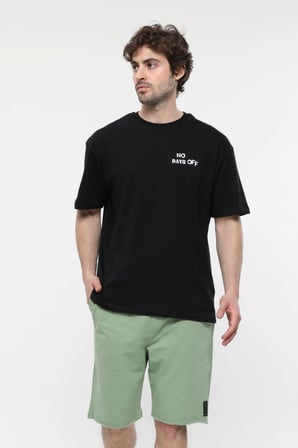 defy's ERKEK KISA KOLLU BASKILI OVERSIZE KALIP BİSİKLET YAKA TİŞÖRT