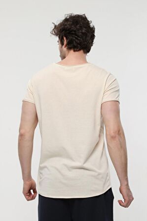 defy's ERKEK KISA KOLLU BASKILI OVERSIZE KALIP BİSİKLET YAKA TİŞÖRT KAR MELANJ - XS