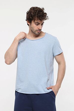 defy's ERKEK KISA KOLLU BASKILI OVERSIZE KALIP BİSİKLET YAKA TİŞÖRT KAR MELANJ - XS
