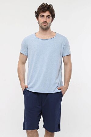 defy's ERKEK KISA KOLLU BASKILI OVERSIZE KALIP BİSİKLET YAKA TİŞÖRT KAR MELANJ - XS