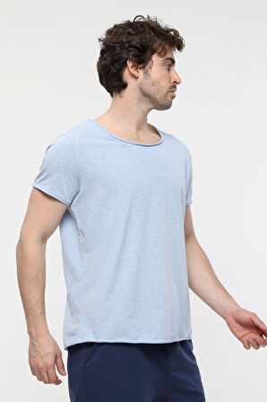 defy's ERKEK KISA KOLLU BASKILI OVERSIZE KALIP BİSİKLET YAKA TİŞÖRT KAR MELANJ - XS