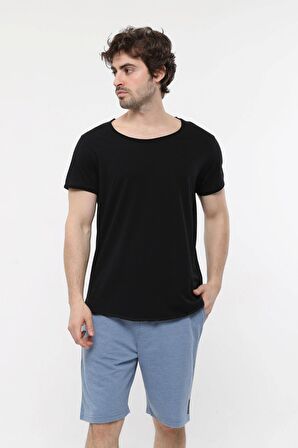 defy's ERKEK KISA KOLLU BASKILI OVERSIZE KALIP BİSİKLET YAKA TİŞÖRT