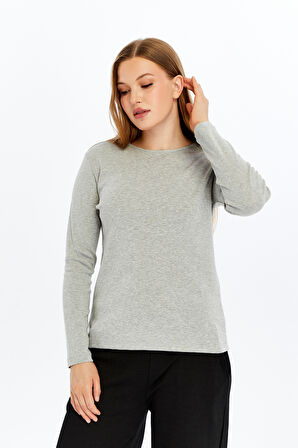 KADIN UZUN KOLLU BİSİKLET YAKA TİŞÖRT 