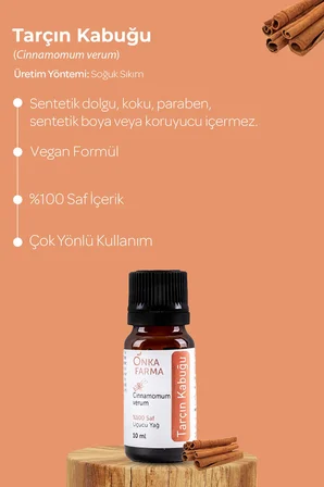 onka farma tarçın kabuğu yağı -  ve doğal katkısız uçucu yağ - 10 ml