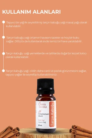 onka farma tarçın kabuğu yağı -  ve doğal katkısız uçucu yağ - 10 ml