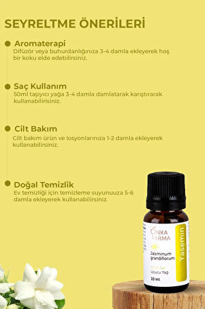 Onka Farma Yasemin Yağı - %100 Saf Ve Doğal Katkısız Uçucu Yağ - 10 ml