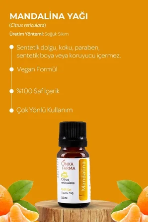 onka farma mandalina yağı -  ve doğal katkısız - 10 ml