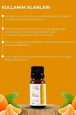onka farma mandalina yağı -  ve doğal katkısız - 10 ml