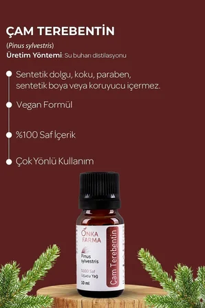 onka farma çam terebentin uçucu yağı -  doğal katkısız - 10 ml