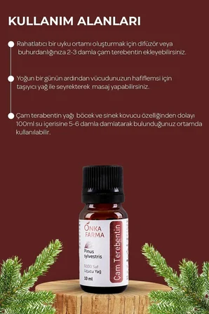 onka farma çam terebentin uçucu yağı -  doğal katkısız - 10 ml