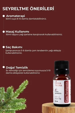 onka farma çam terebentin uçucu yağı -  doğal katkısız - 10 ml