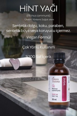 onka farma hint yağı  soğuk sıkım pres castor oil 50 ml (ricinus communis)