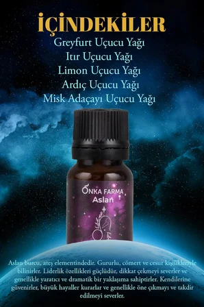 Onka Farma Aslan Burcu Uçucu Yağ Karışımı 10 ml - Burç Serisi Aromaterapi
